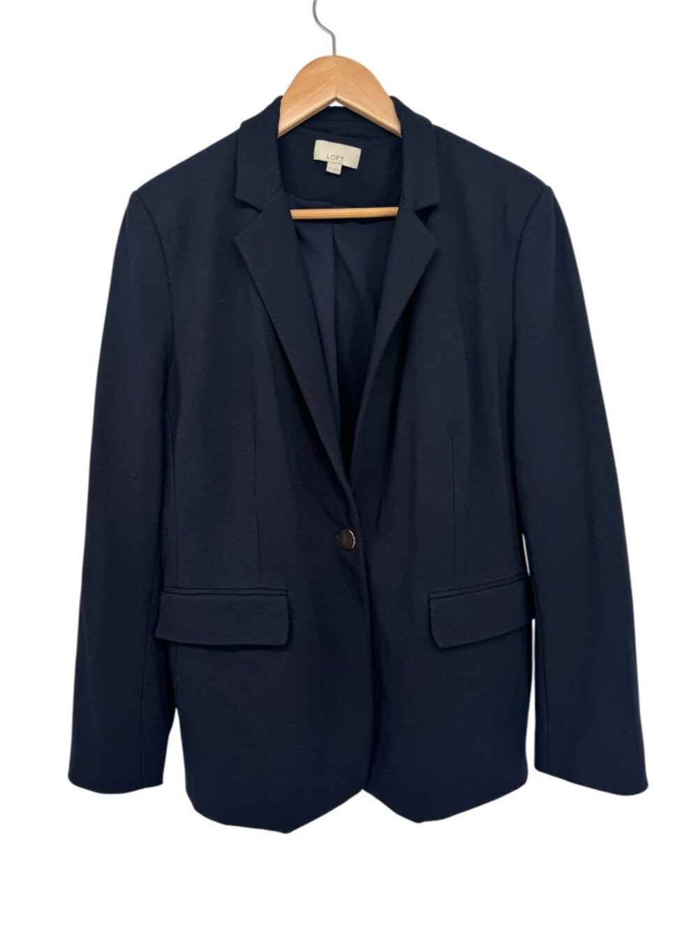LOFT Black Knit One-Button Blazer Lined Warm Fall Winter Size 18 Jacket Business